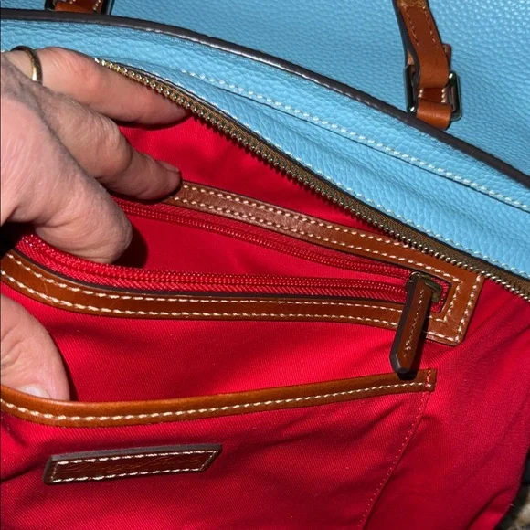 Dooney & Bourke Blue & Tan Leather Tote Bag LIKE NEW - Picture 11 of 15